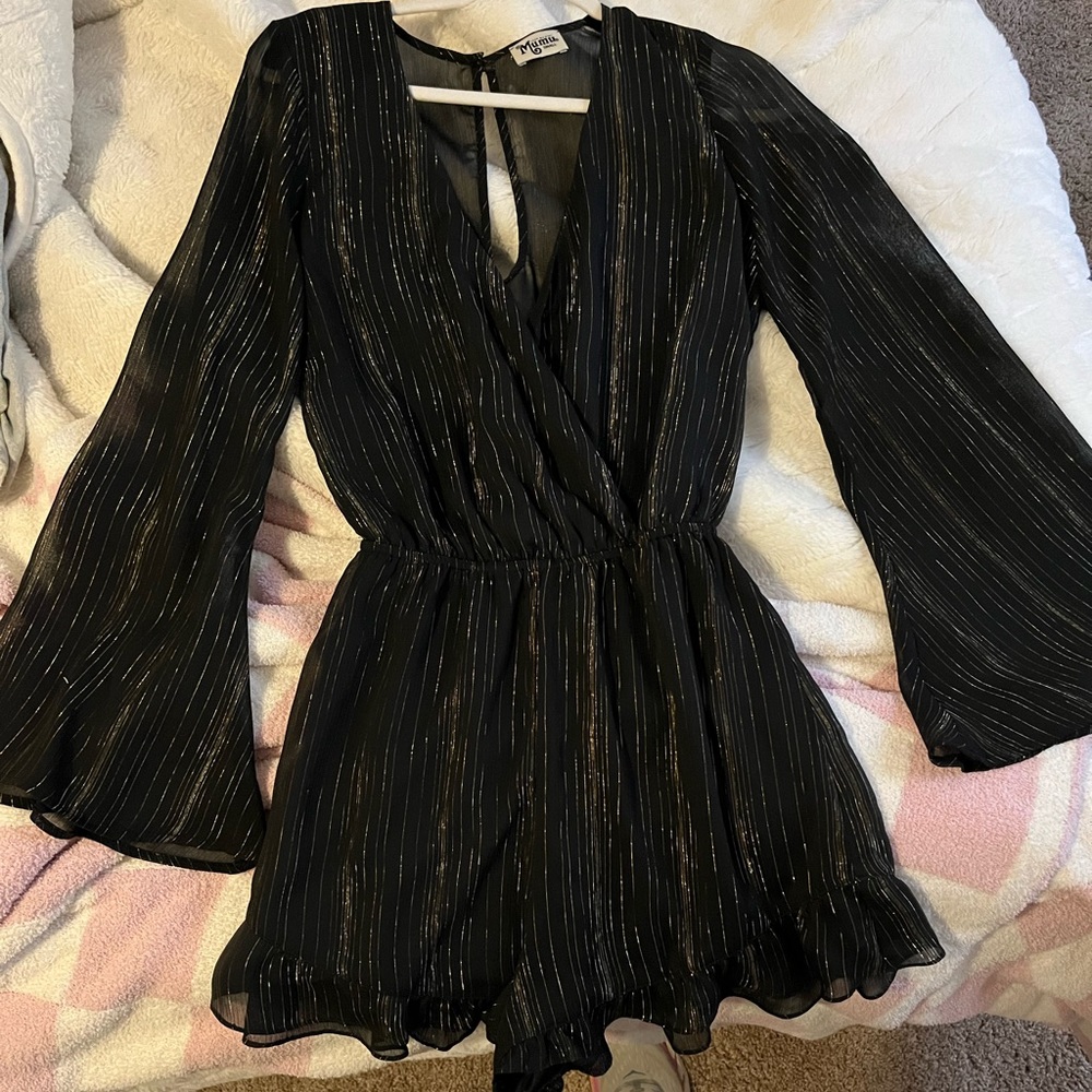 black and gold romper